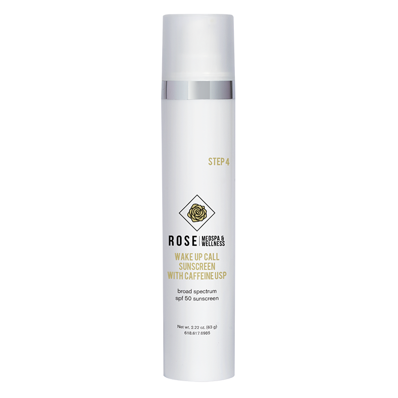 Wake Up Call Sunscreen with Caffeine USP, Product of Rose MedSpas and Wellness